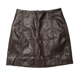 Free People Skirt Womens Small Faux‎ Leather Mini Lined Zipper Boho Chic